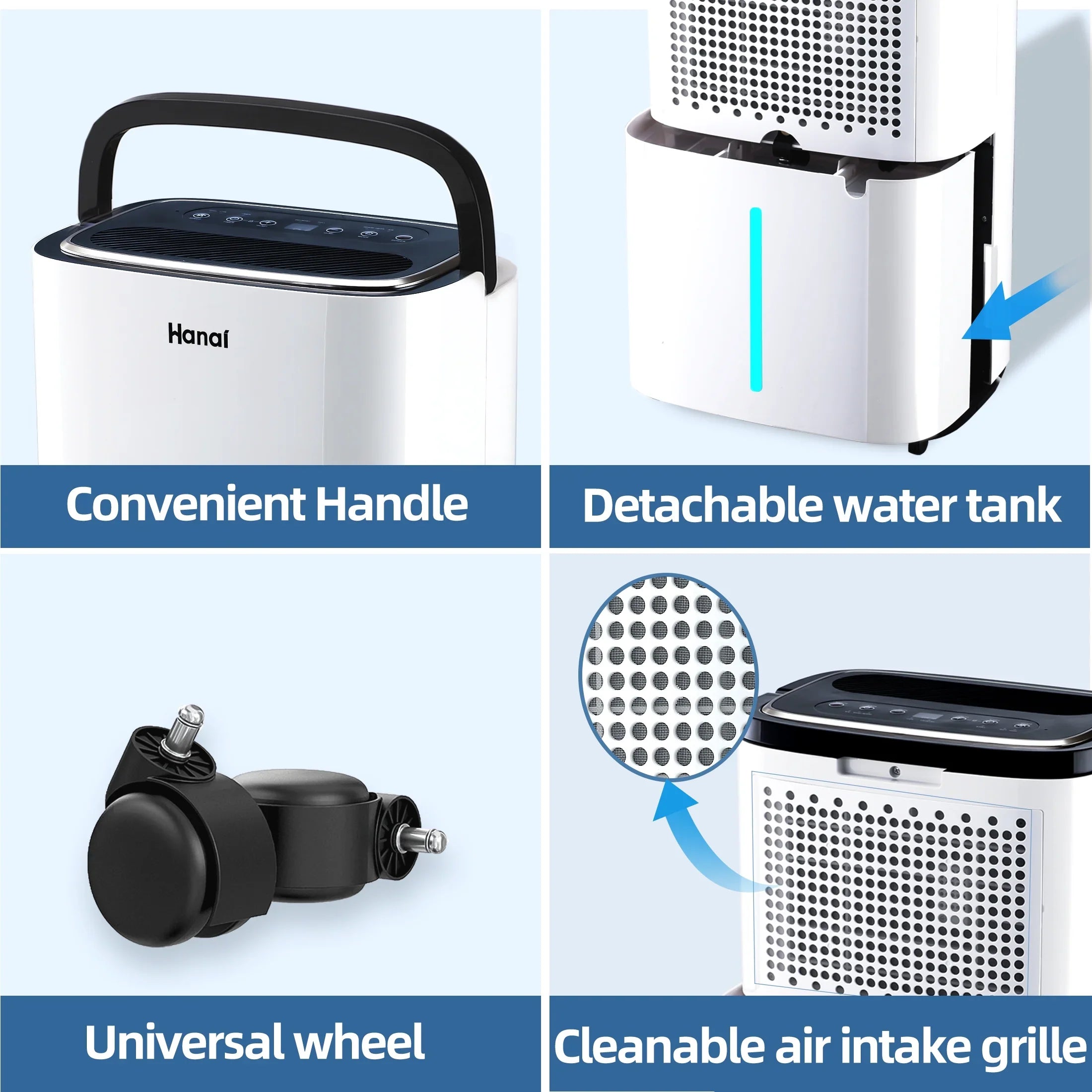 Basement "F, Pints with Moisture 95% WANAI Dehumidifier Home Sq.Ft,Protable and RH),White for 30 (95 Pints Drain Dehumidifier,1500 22 Removal Hose,Max