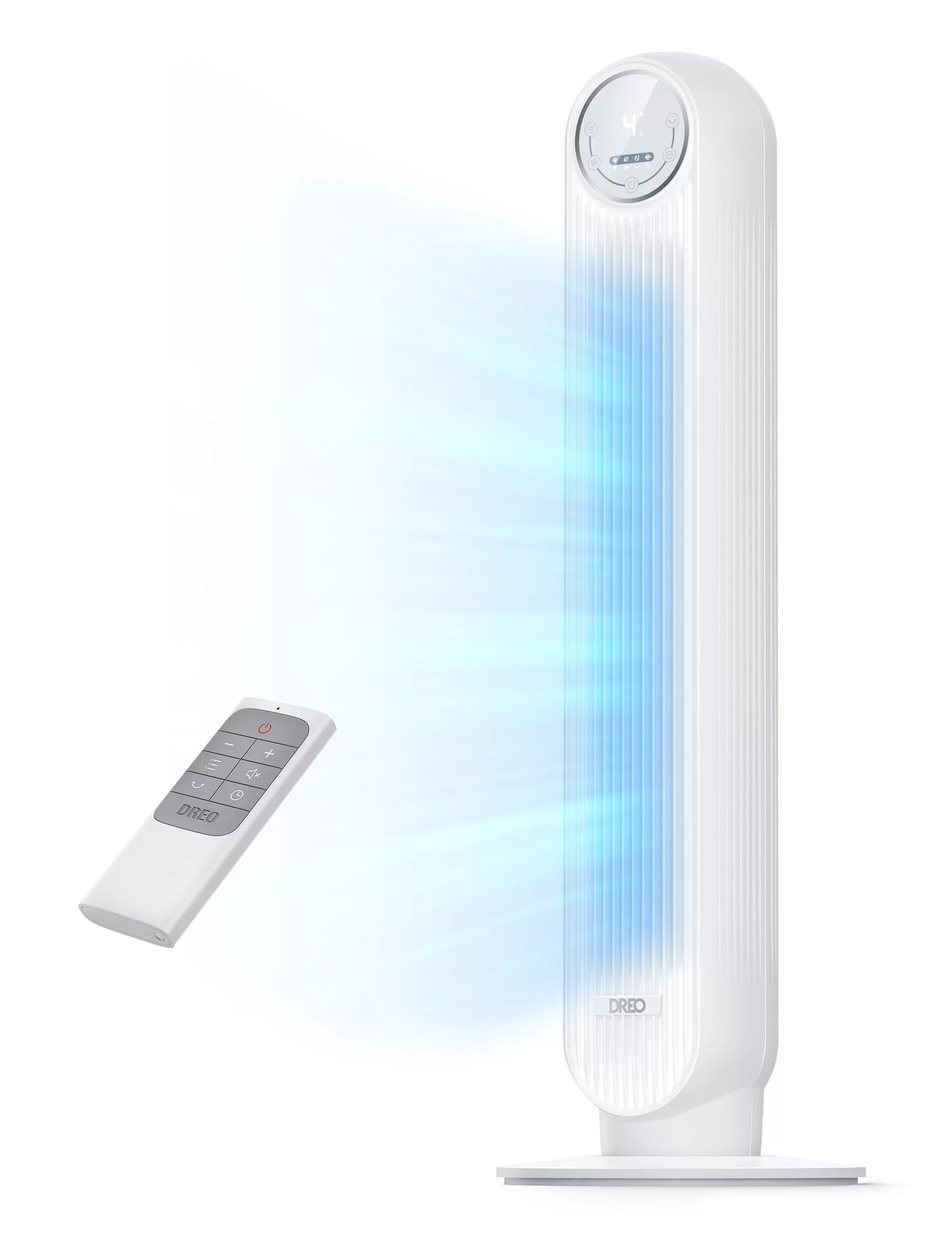 Tower Voice Fan, Dreo Smart Remote, 4 with Oscillating, 90° WiFi Speeds, Fan Modes, Timer，white Quiet 4 Control, 8H