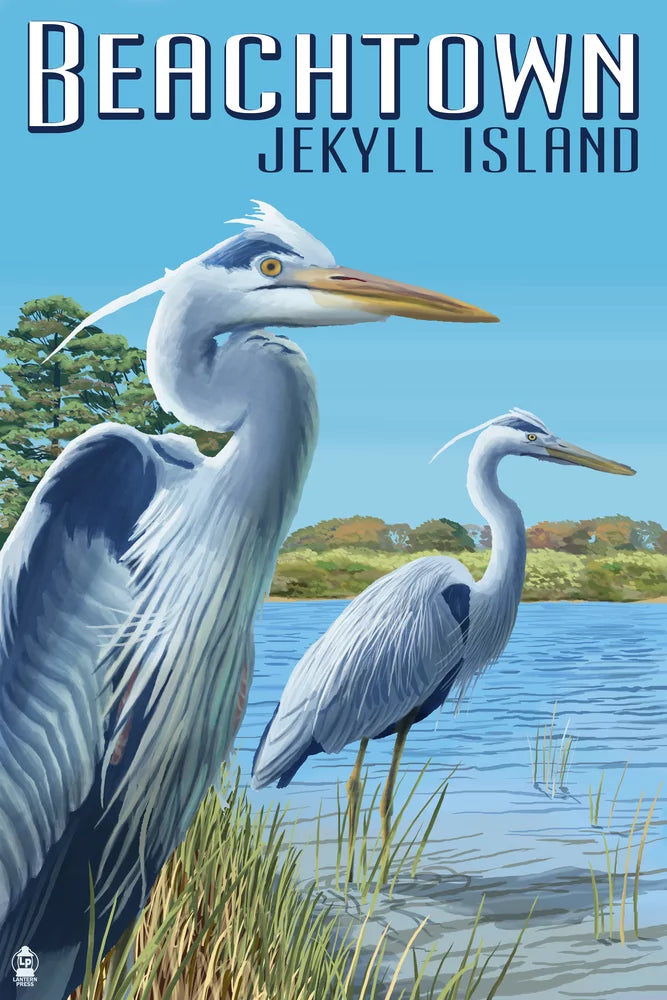 Family, and Island, Puzzle (1000 Piece Adults USA) Herons 19x27, Georgia, Blue Puzzle, Jekyll Beachtown, dimension Made in Challenging Jigsaw for
