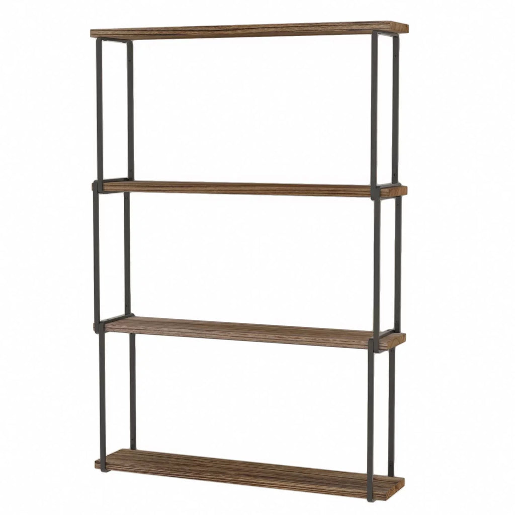 Wall Farmhouse 4-Tier Porto Organizer, Wallniture Wood for Bookcases Natural Rustic Burned Storage Shelves Laundry Kitchen Floating