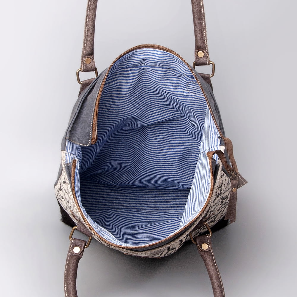 western Canvas TOTE Leather Upcycled Embossed purse women Upcycled Genuine Wool KB KB481 handbag bag OHLAY
