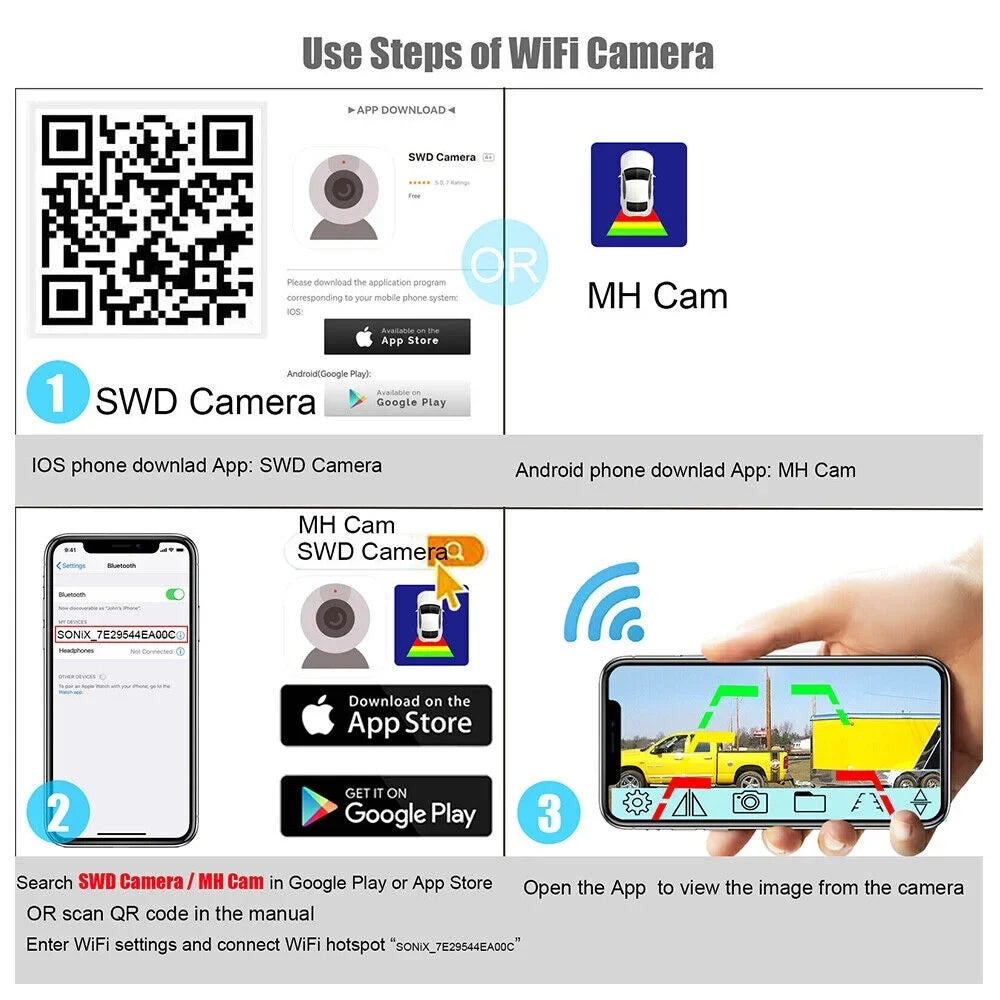 Magnetic Wireless Battery Backup 9600mAh Onemayship Front/Rear Camera View WiFi Camera,