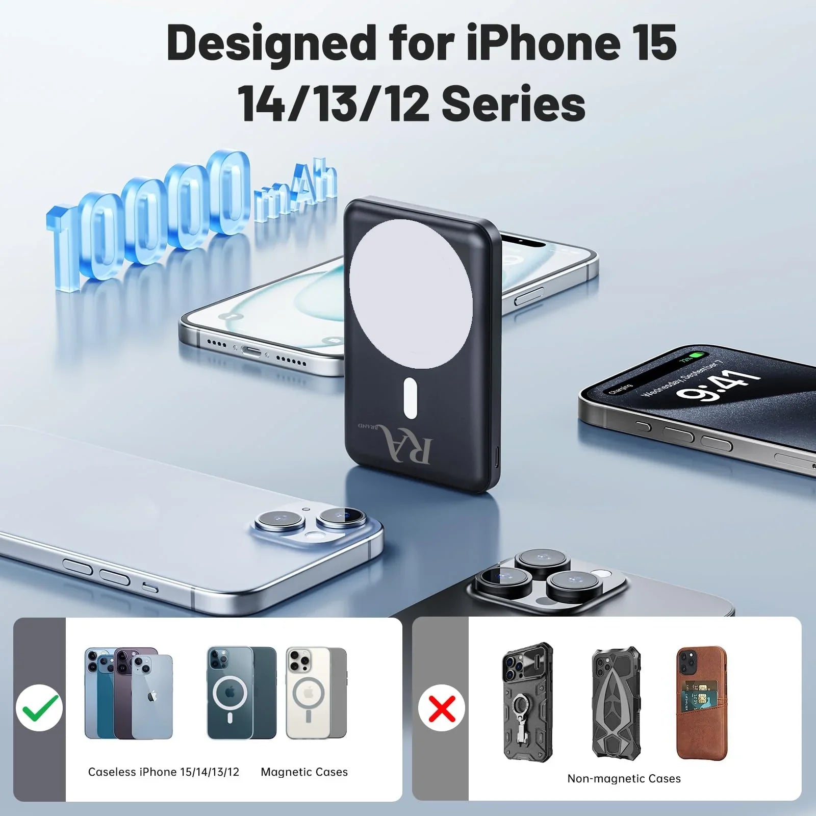 Magnetic Rabrand Fast 5000 Phone Solar Charger Portable Charging Magsafe Mah Bank, Wireless Power