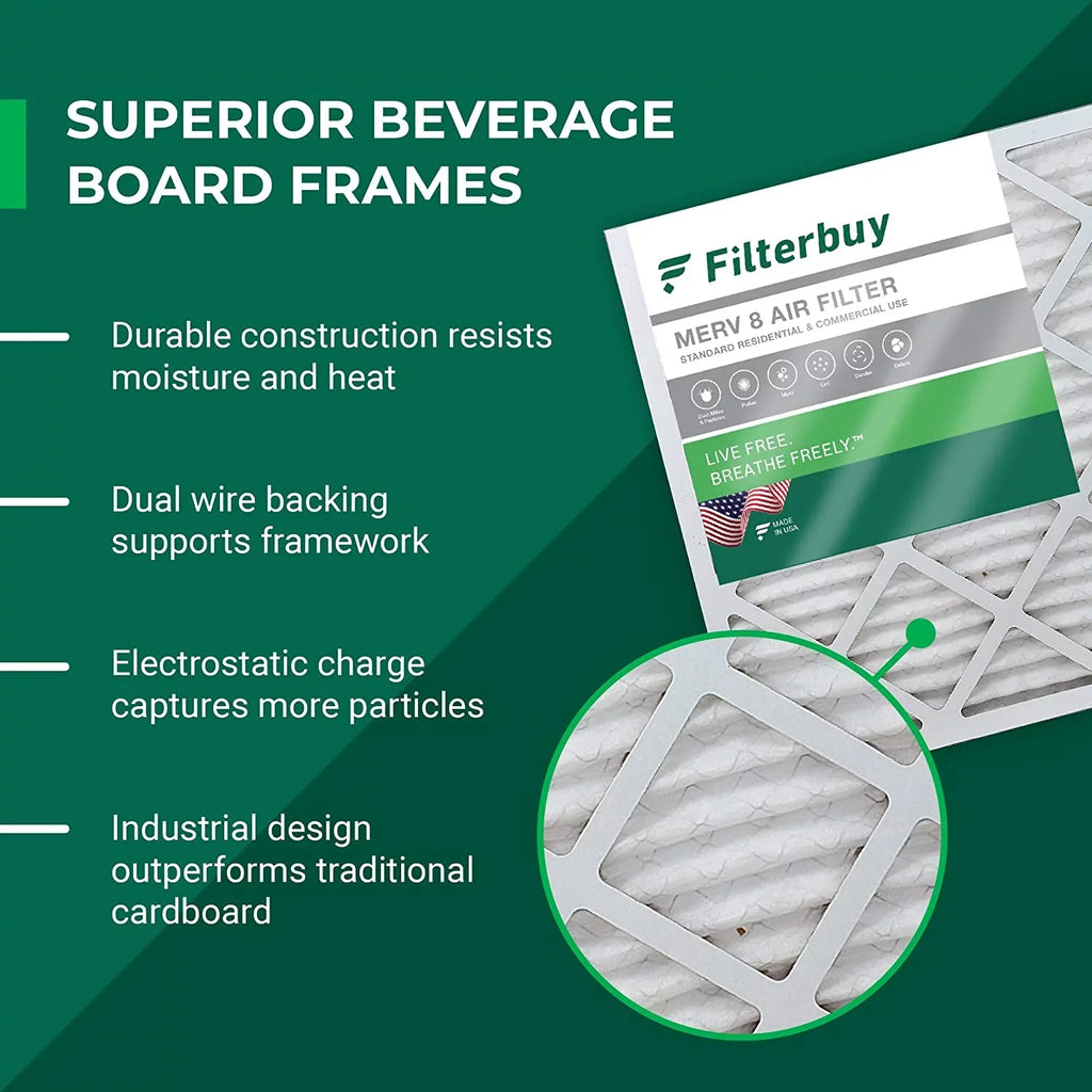 Furnace MERV (6-Pack) HVAC 8 Air Filters Pleated AC 16x30x1 Filterbuy