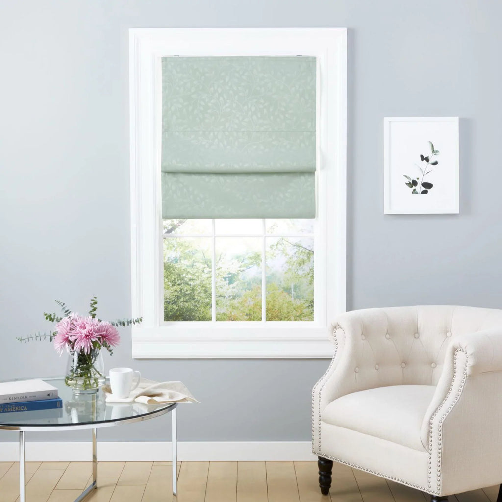 Sage Botanical Bolan Total 64", Home 34"x Exclusive Blackout Roman Shade,