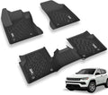 Floor Mats Black Liner 3W 2 Floor Rows Front Body seat with Jeep for 2017-2023 Set Full and Rear Odorless Only), (New design climate TPE All Compass