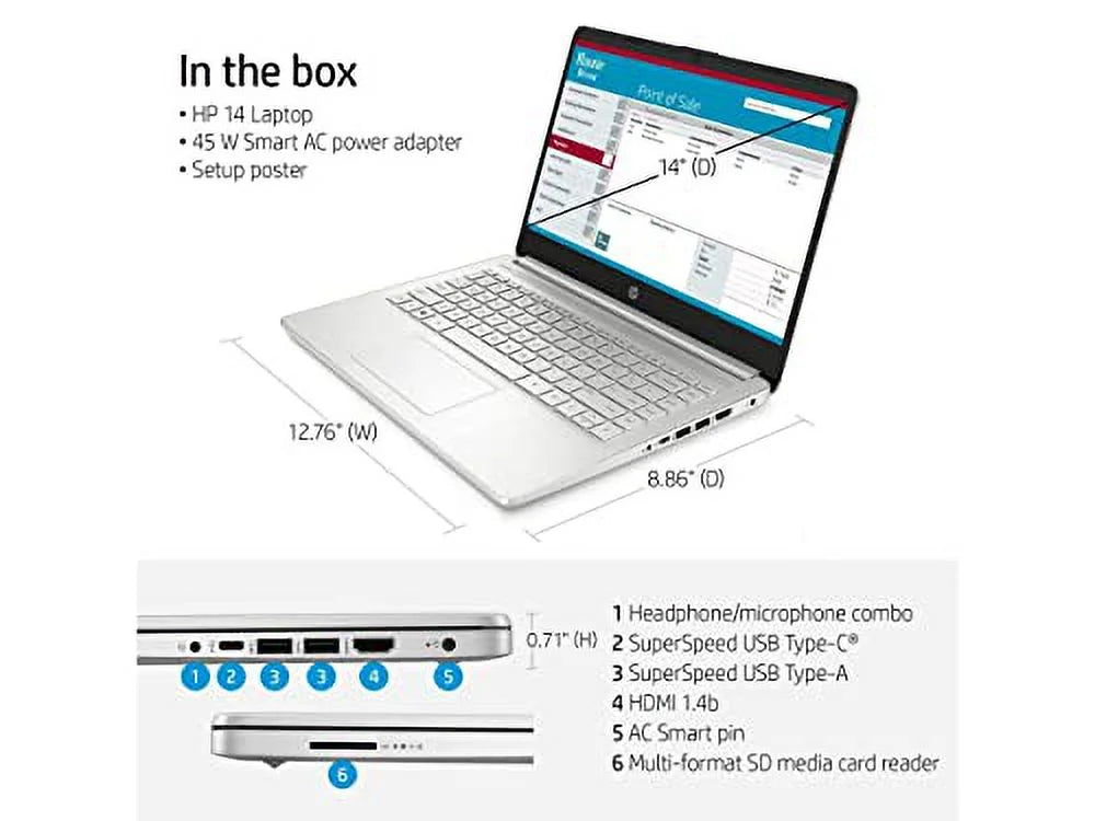 Webcam, HDMI, Xe Iris RAM, 14 Laptop, Intel Windows SSD, Display, 11 Silver 32GB 1TB 14" HP Graphics, Bluetooth, Processor, Newest i5 Home, Natural 1135G7 2023 Intel Core