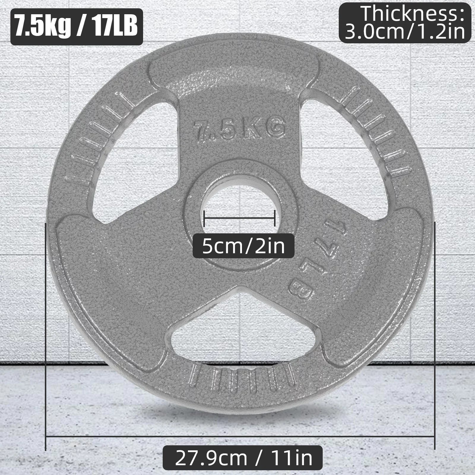 17LB Olympic 2 Weightlifting, Plate Weight Cast Iron Olympic Pack Strength Standard and or Training Plates, for
