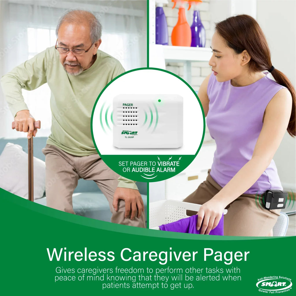 10" for Alarm Range Chair and Smart Sensor Chair Prevention System Caregiver with | 15" Wireless with Pressure Chair Caregiver Cordless Sensor | Alarm Weight Alarm Fall Pager up x for 300' Alerts to