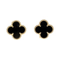 Gold Cleef Alhambra Pre-Owned & K18YG Vintage Cleef Arpels Van Van (Good) Earrings Onyx Yellow Arpels