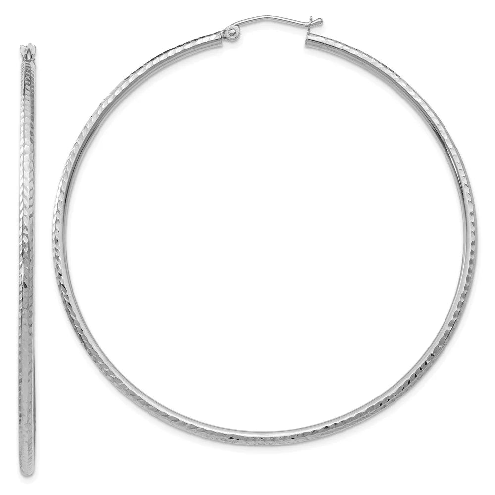 Tube Teens; Hoop Adults Diamond-cut and Real for for Men Women Earrings; White 2mm 14kt Round and Gold