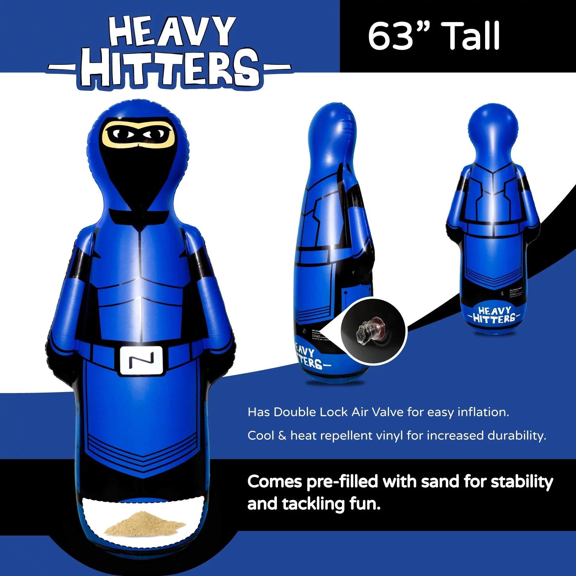 63 |Filled Sand with (Inflatable Large Ninja Kids - inches Bag Dudes) Punching