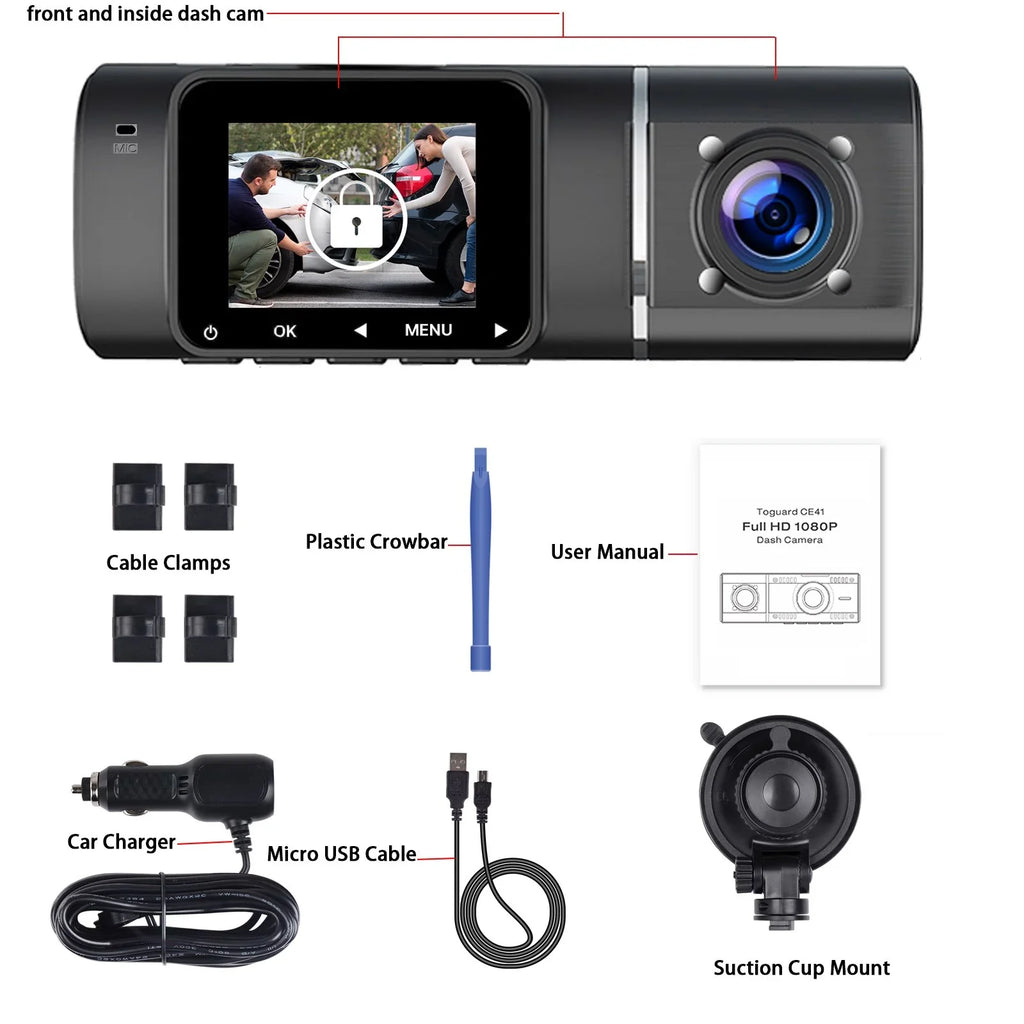 TOGUARD Car 1080P LCD ,Parking Night Inch Cam G-Sensor, Car Dash Recording, Display 1.5 Vision HDR Camera Loop Camera ,IR Mode, FHD