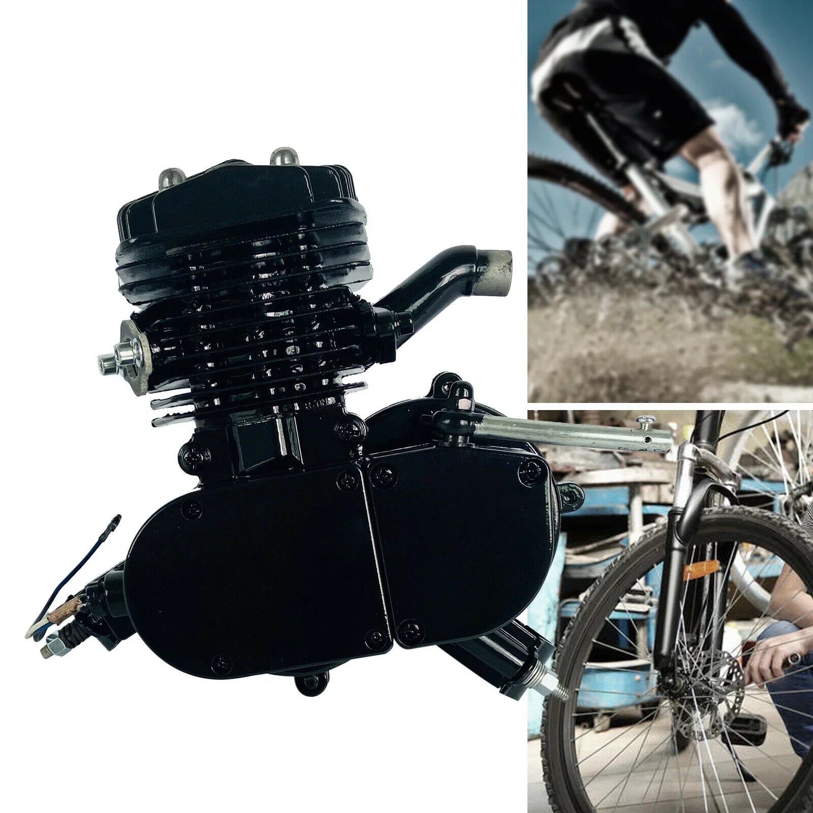 Air-Cooled 2-Stroke Petrol Assembled 80cc Black Full Single Bicycle Engine Bike Gas Motorized Motor Cylinder Miumaeov