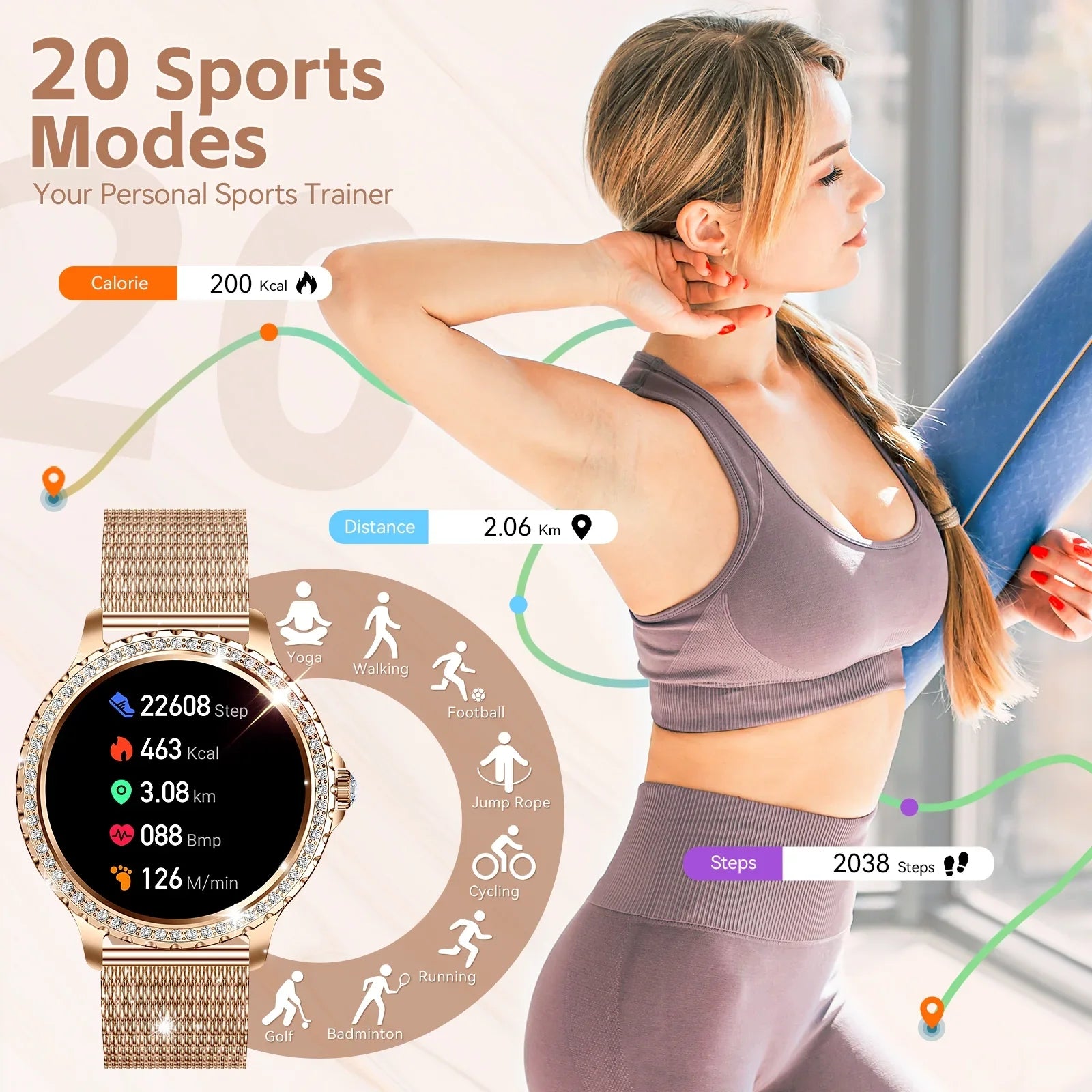 call Diamonds Smart Watches Women Bluetooth with