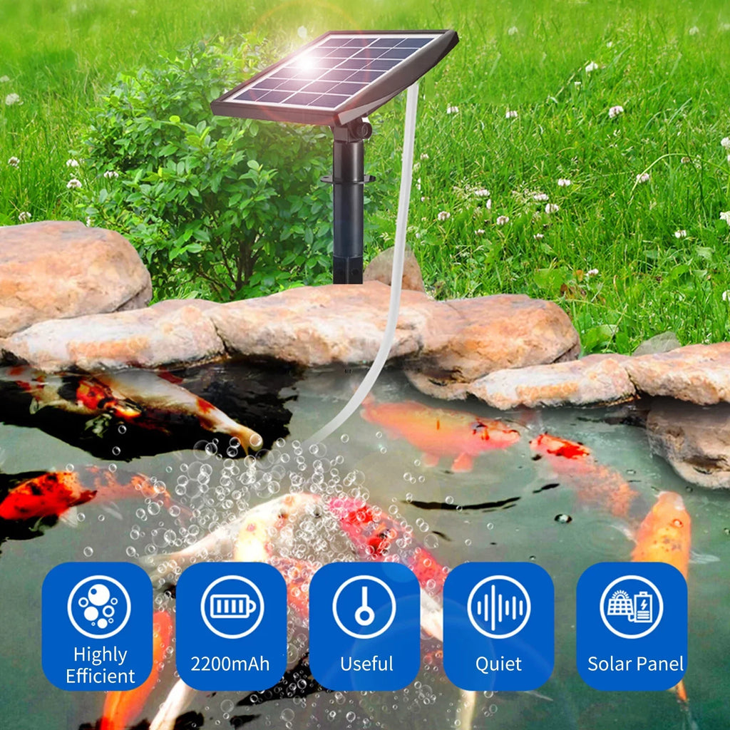 Pump Fish Oxygenator Bubble Pipe Fishing Pool Solar 8.2ft Aerator Air Fish Plug-in Stones Oxygen Air Pump Aerator Garden Pond for moobody 2 Aquarium 2W Oxygen 6V with