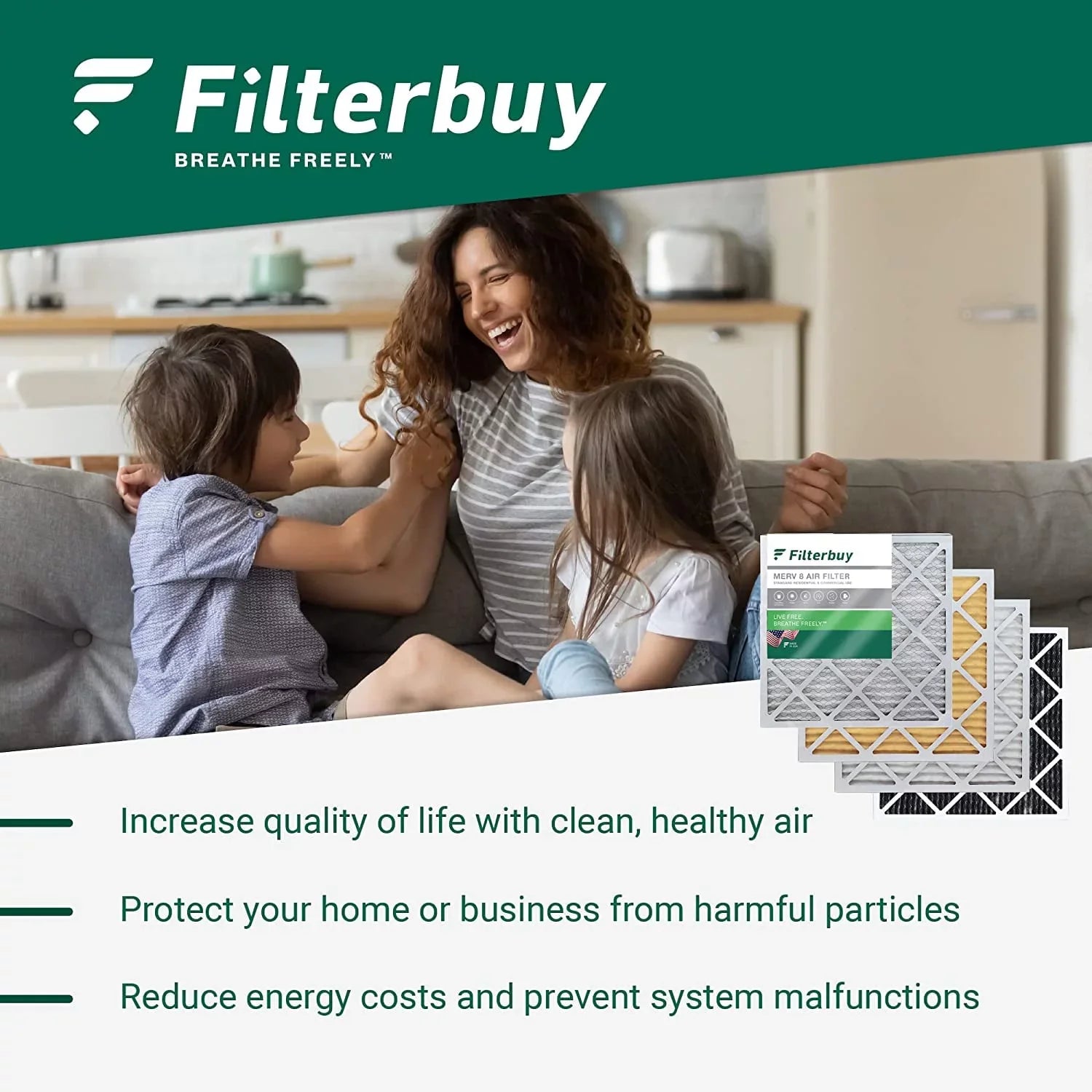 Filters (5-Pack) Pleated Furnace MERV Filterbuy 8x20x4 HVAC Air AC 11