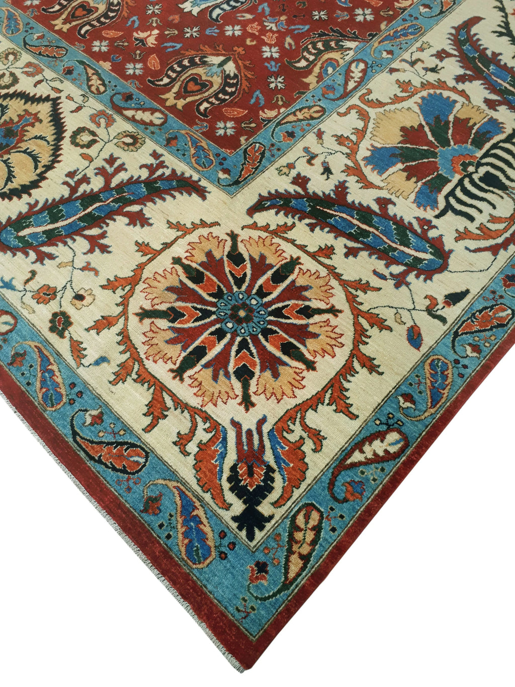 9'9" Matias Red/Ivory Rug, x Aria 13'9"