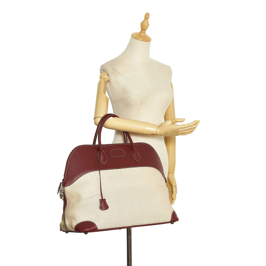 (Good) Authenticated Toile 45 Bolide Pre-Owned Canvas Hermès Unisex Fabric WeekenderBag Brown Travel Bag