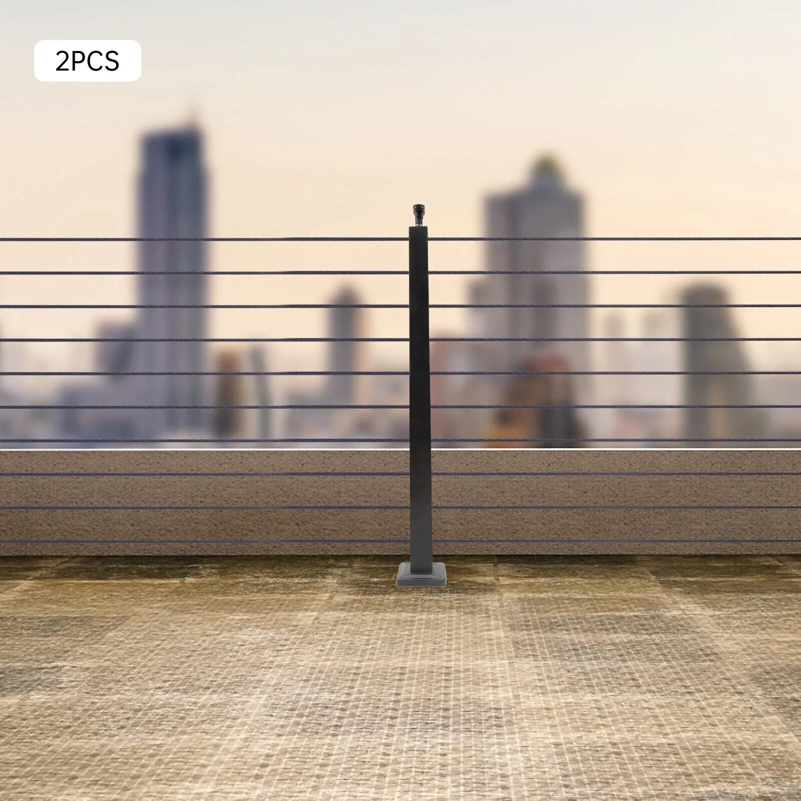Pre-Drilled Cable Railing Post Fence 36''x2''x2'' Cable Wood for Square Level Railing Deck Two Post Sides System Stainless Steel Concrete Level