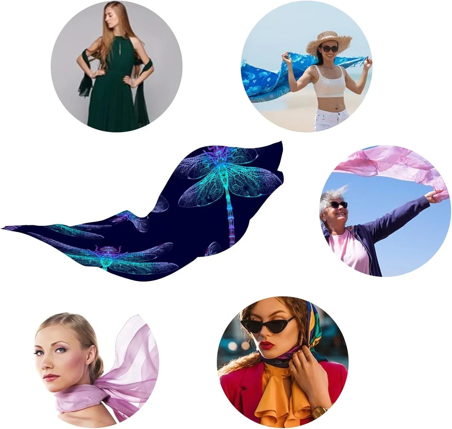 Girls Silk Shawl Wrap Dragonfly Lightweight Hyjoy for Long Neck Women Scarf Scarves