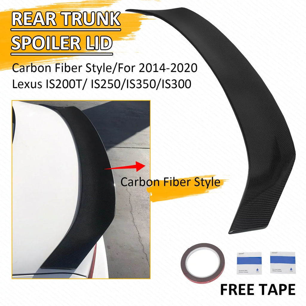 with Fiber Trunk Wing | IS300 Plastic IS350 Rear 14-20 IS250 Lid Durable IS200T Spoiler Lexus Kojem design Carbon Compatible