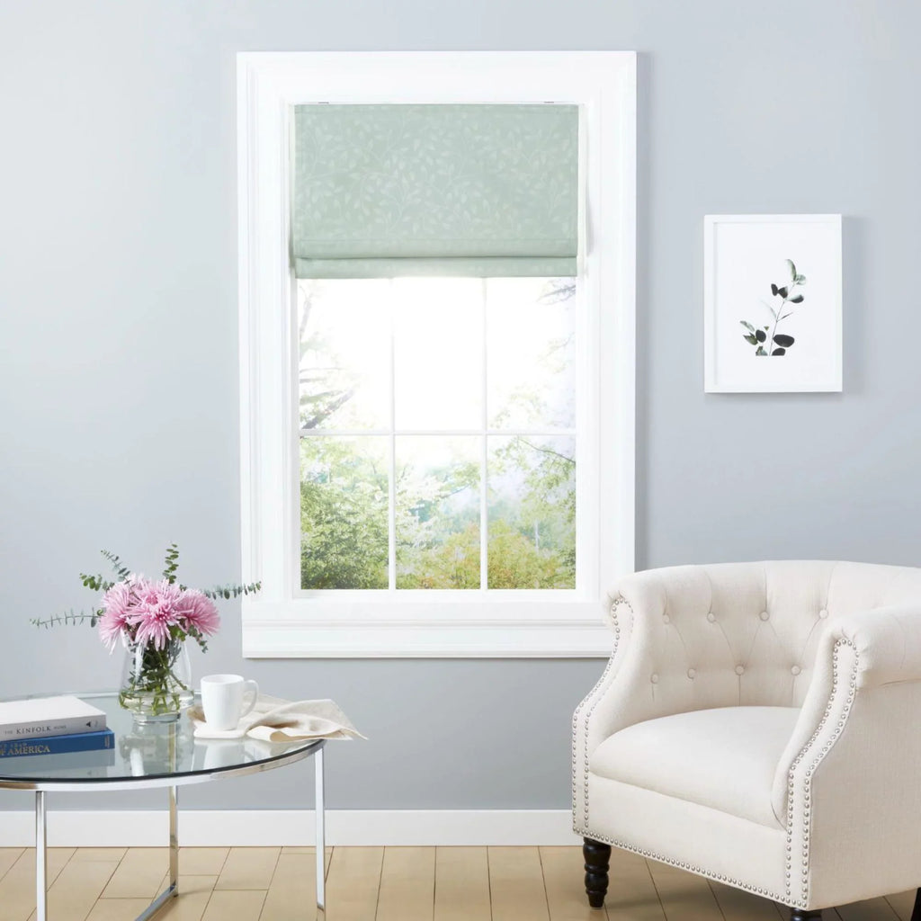 Sage Botanical Bolan Total 64", Home 34"x Exclusive Blackout Roman Shade,