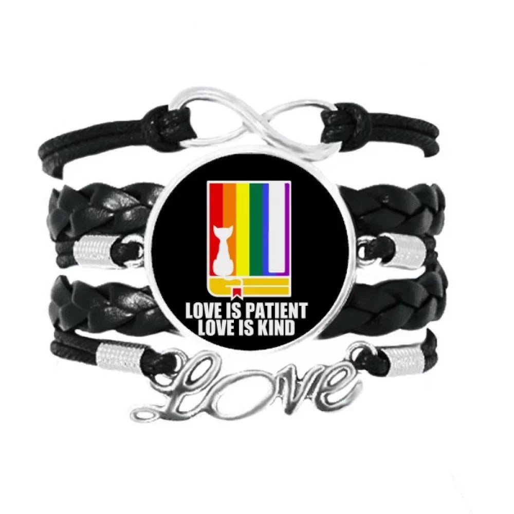Is Kind Twisted Leather Bracelet Wristband Knitting Accessory Love Is Love Love Patient Rope