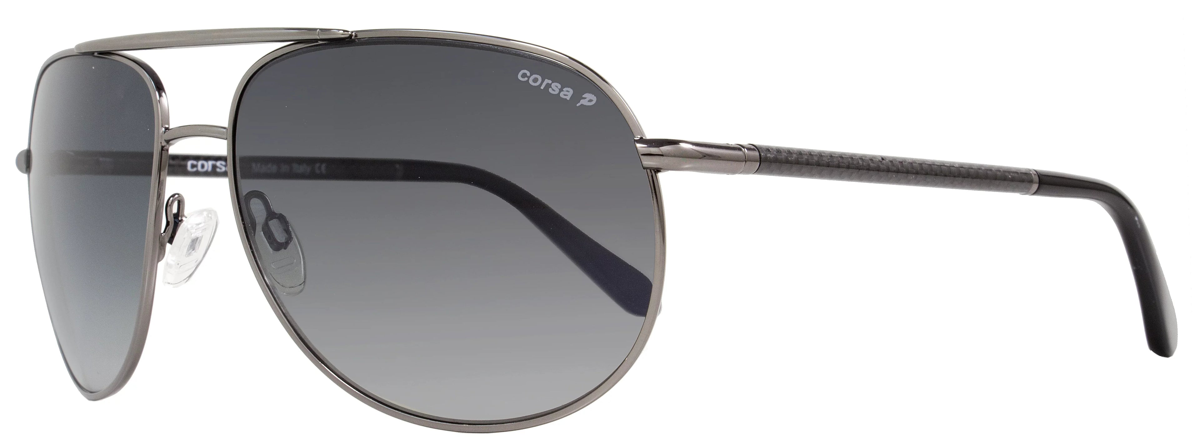 Fiber Marko Gunmetal/Carbon Sunglasses Polarized Aviator Corsa C06