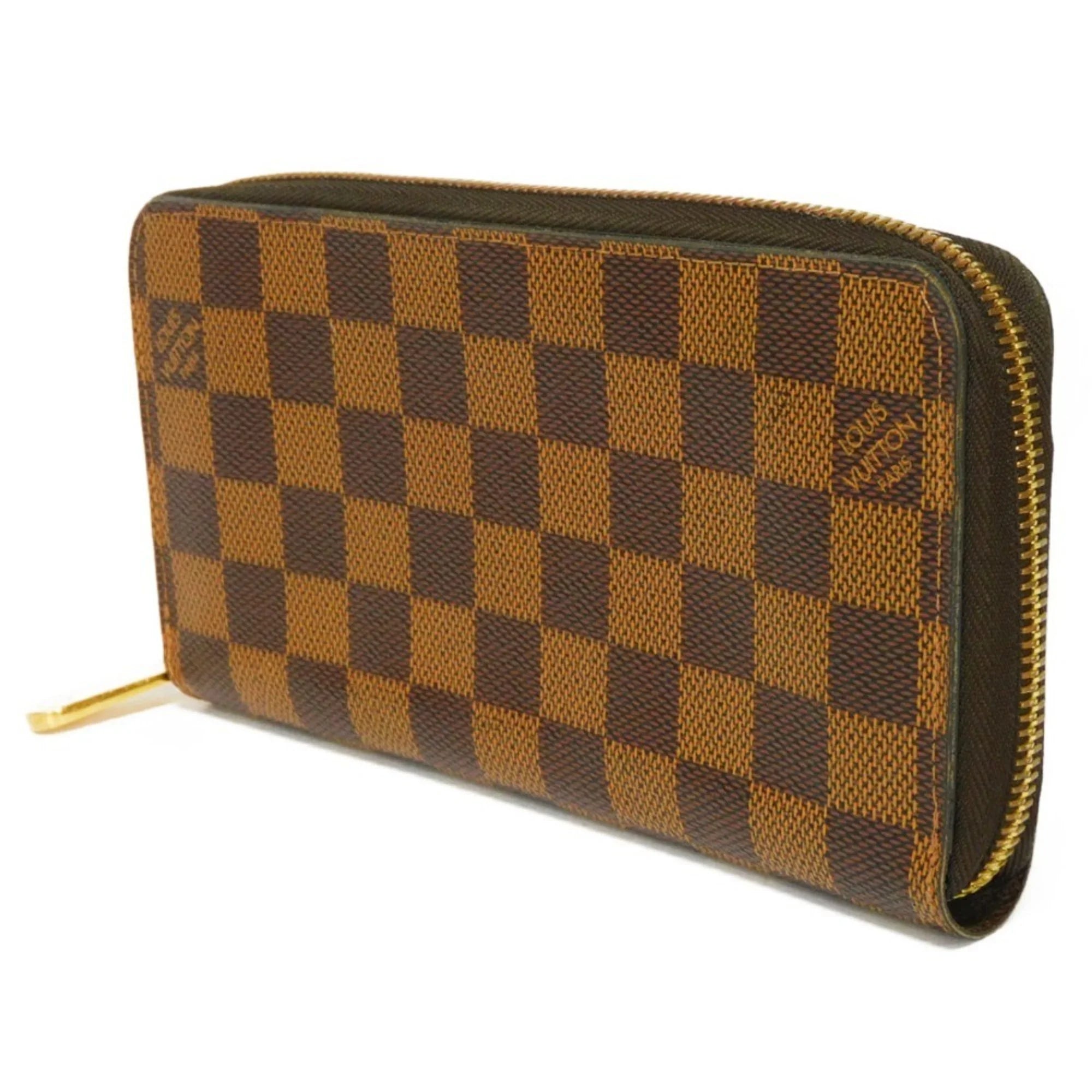 Zipper New Zippy Damier Pre-Owned (Good) Vuitton Men's Brown Pattern N41661 Wallet Ebene Checkered Long Logo Round Women's