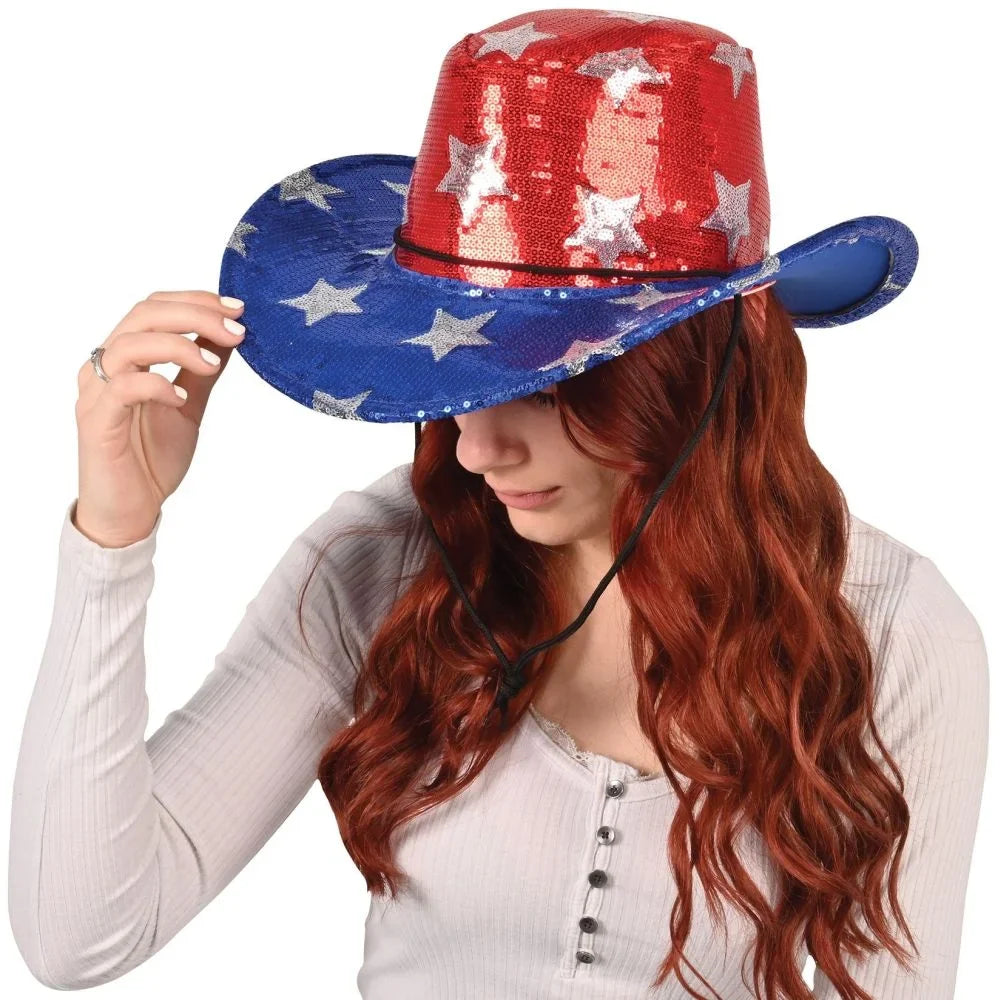 Patriotic Sequined Hat Cowboy