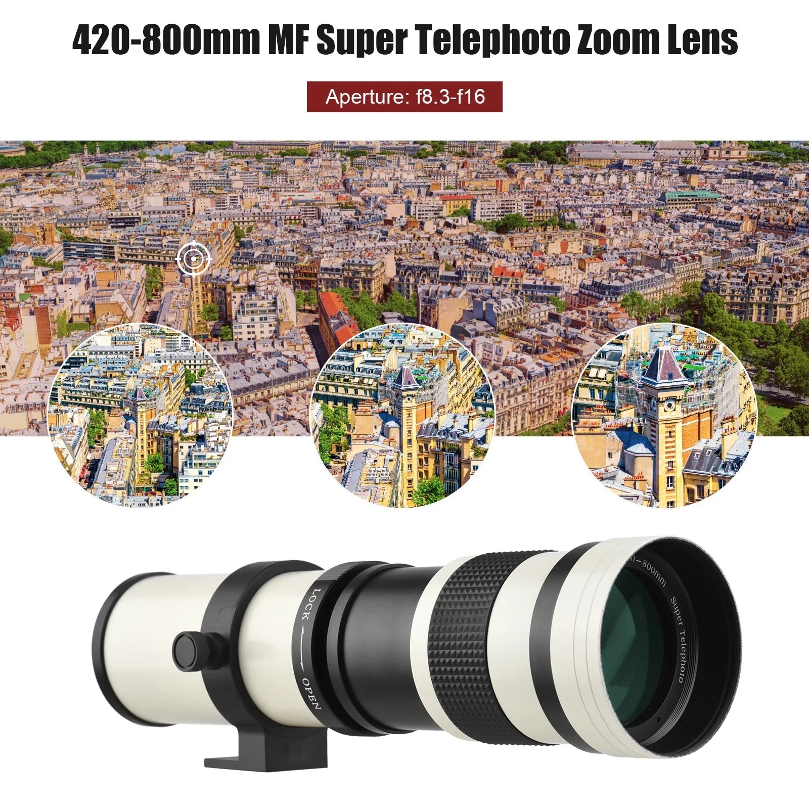 for Pristin F8.3-16 with 420-800mm Nikon Thread T Universal Telephoto Replacement Zoom Lens 14 Fujifilm Mount Cameras Olympus Super MF