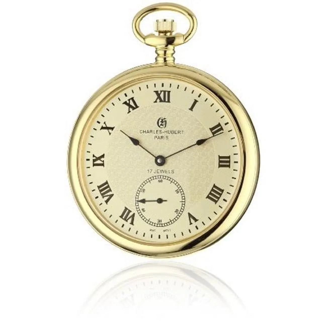 Open Face Watch Unitron Stainless Enterprise IP-Plated Gold Pocket Dial Steel