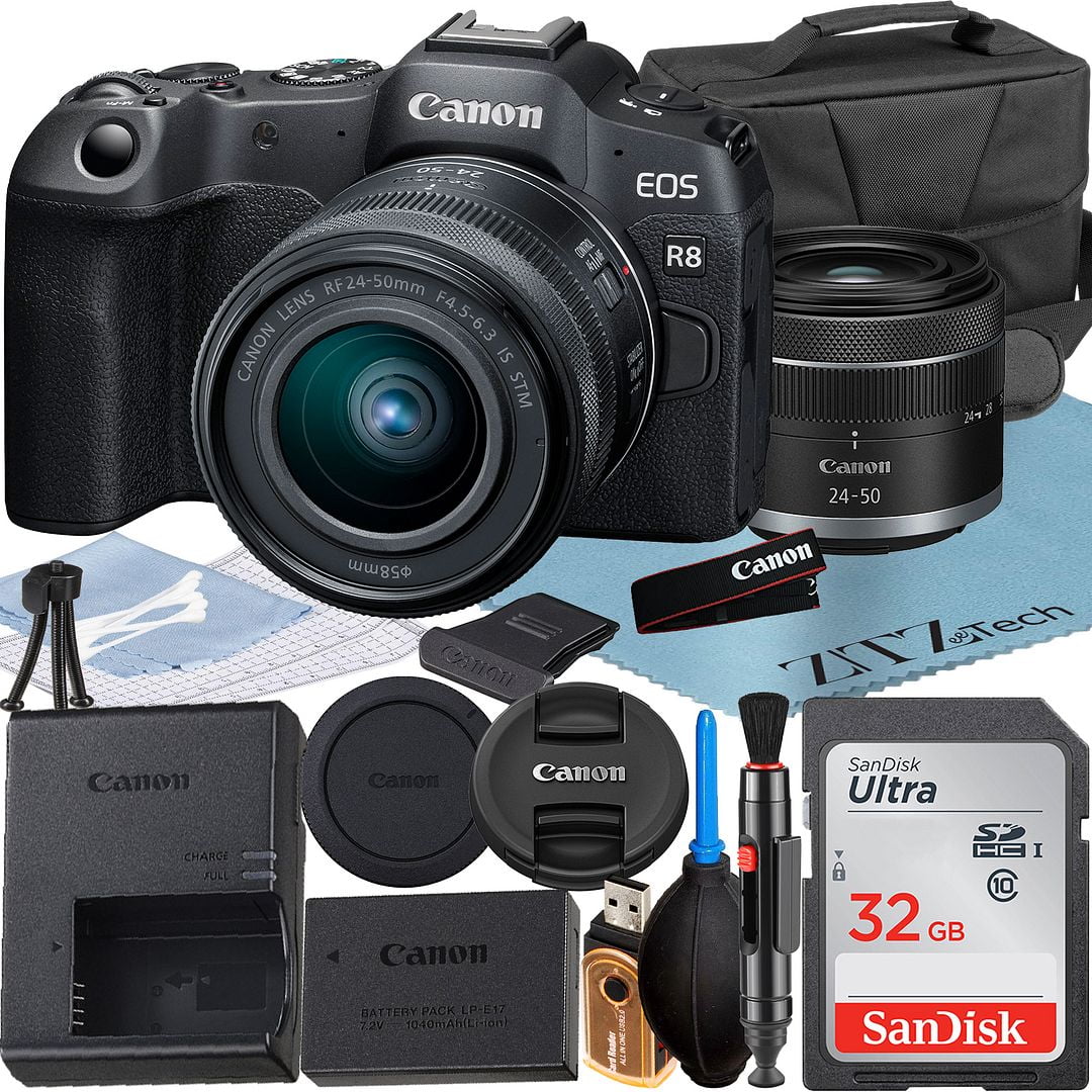 Lens Accessory SanDisk R8 + Canon Card 32GB + ZeeTech LED with Mirrorless Memory + Camera Flash 24-50mm Case RF Bundle EOS +