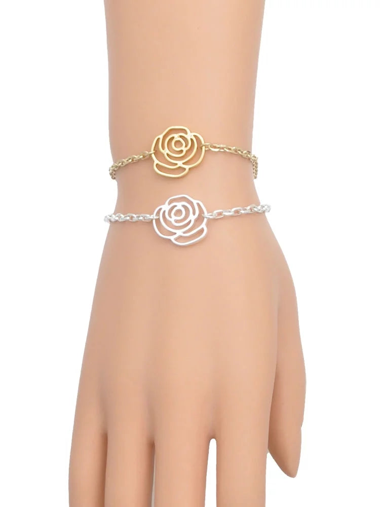 Jewelry Delight Heart Clover Silvertone Leaves Four Leaf Bracelet, Extender with Chain Link Silver-tone Flower Green 6.75"+2"