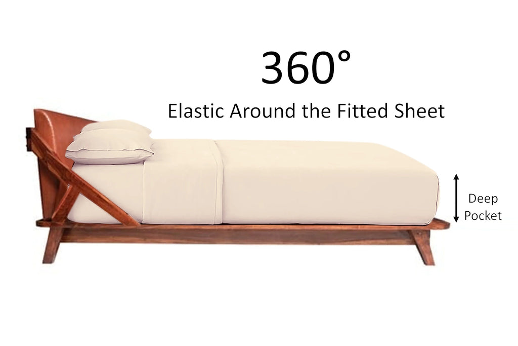 Pocket Inches @ Extra Brand Deep (King, 100% 22 Soft Egyptian Deep 'hotellinen' Fit Thread Upto 6-Piece Count Cotton 1000 Super Hotel Solid Sheet Pocket, Set Pattern, Ivory)