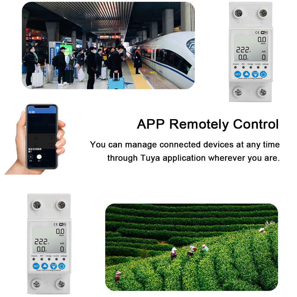 Current Control Voltage and Tuya Meter Timer Alexa Function Switch Monitoring Circuit for Breaker Intelligent Protecting Amazon Power home with Leakage WiFi Compatible Voice
