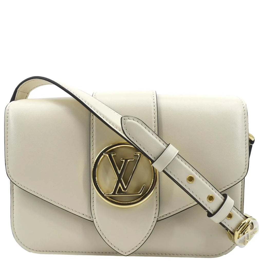 Pont Shoulder 9 Creme Calfskin Pre-owned Bag Leather
