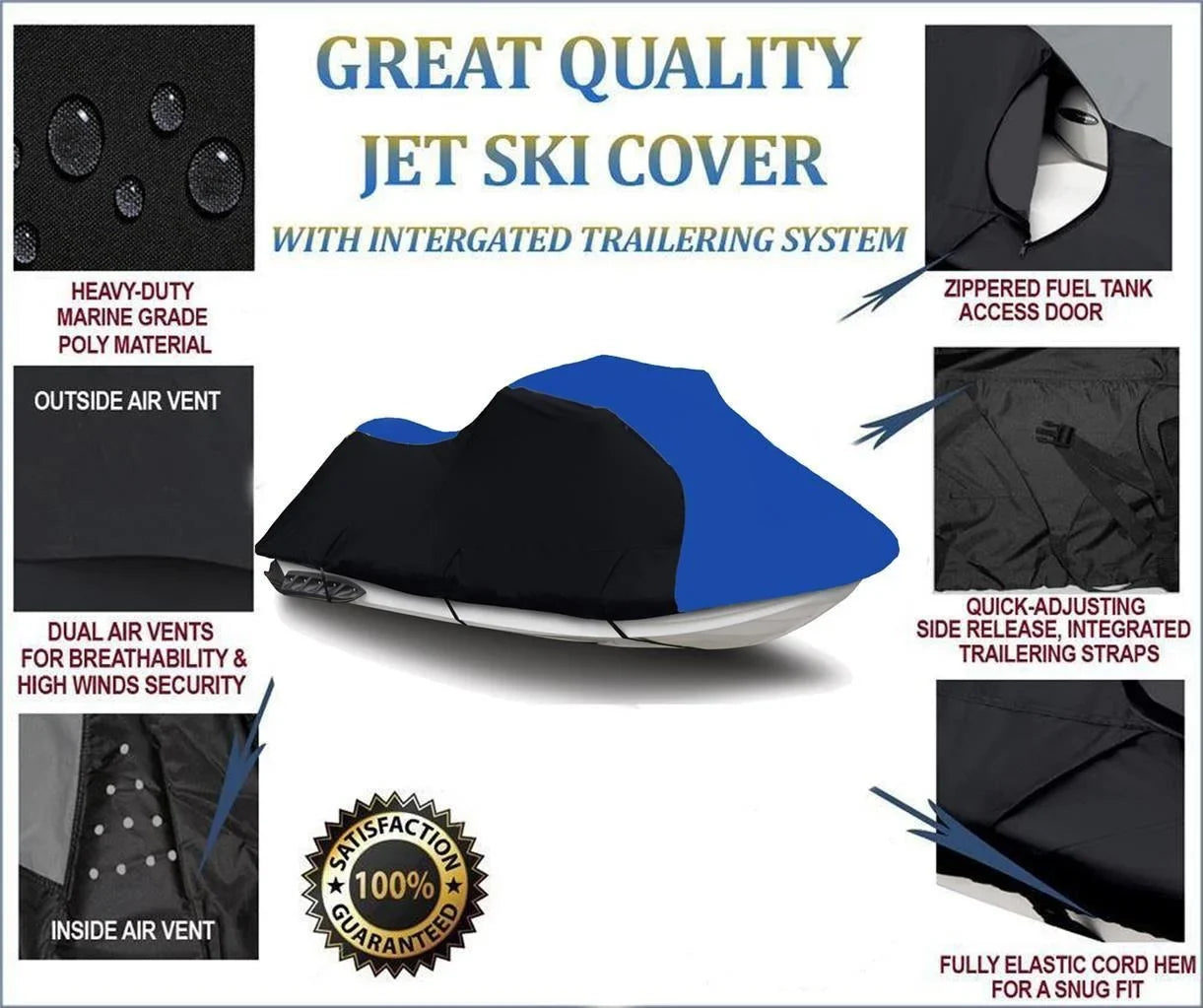 Watercraft 2012 15 2008 DENIER Jet 2014 600 2021 2011 LX Cover BLACK / 2009 2022 2007 2019 Ultra 2020 Cover BLUE Ski HEAVY-DUTY, 2013 2018 2017 2010 for 2016 Kawasaki Compatible PWC