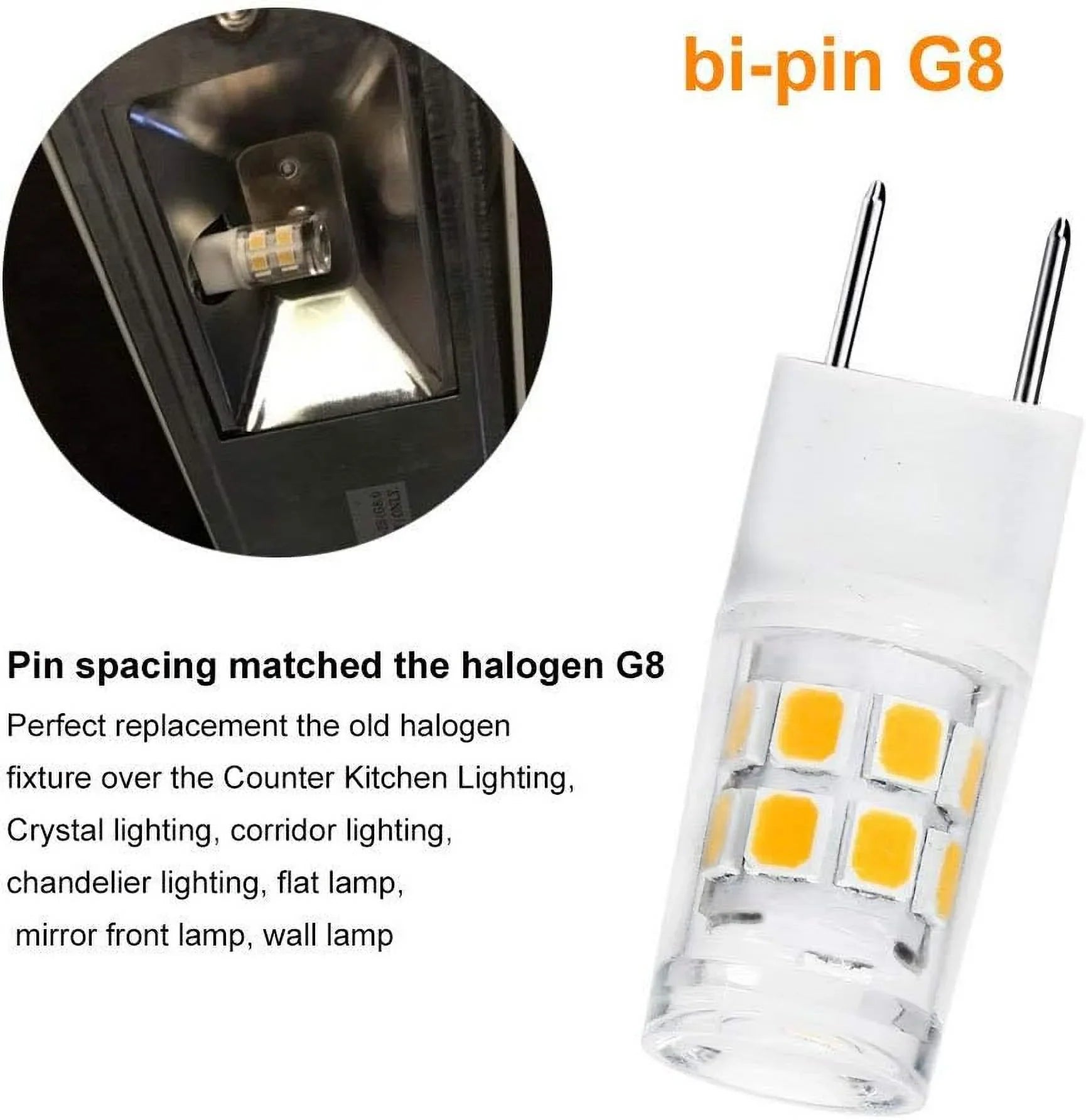White 120V for JCD G8 Watts LED Xenon Type Halogen Warm of 10PCS) Counter G8 Warm Bulb Light Kitchen 10(G8 LED 20W Base Lighting.Pack 3000K - 2.5 White ETHT Bulb Bi-pin Replacement Under Base ETHT