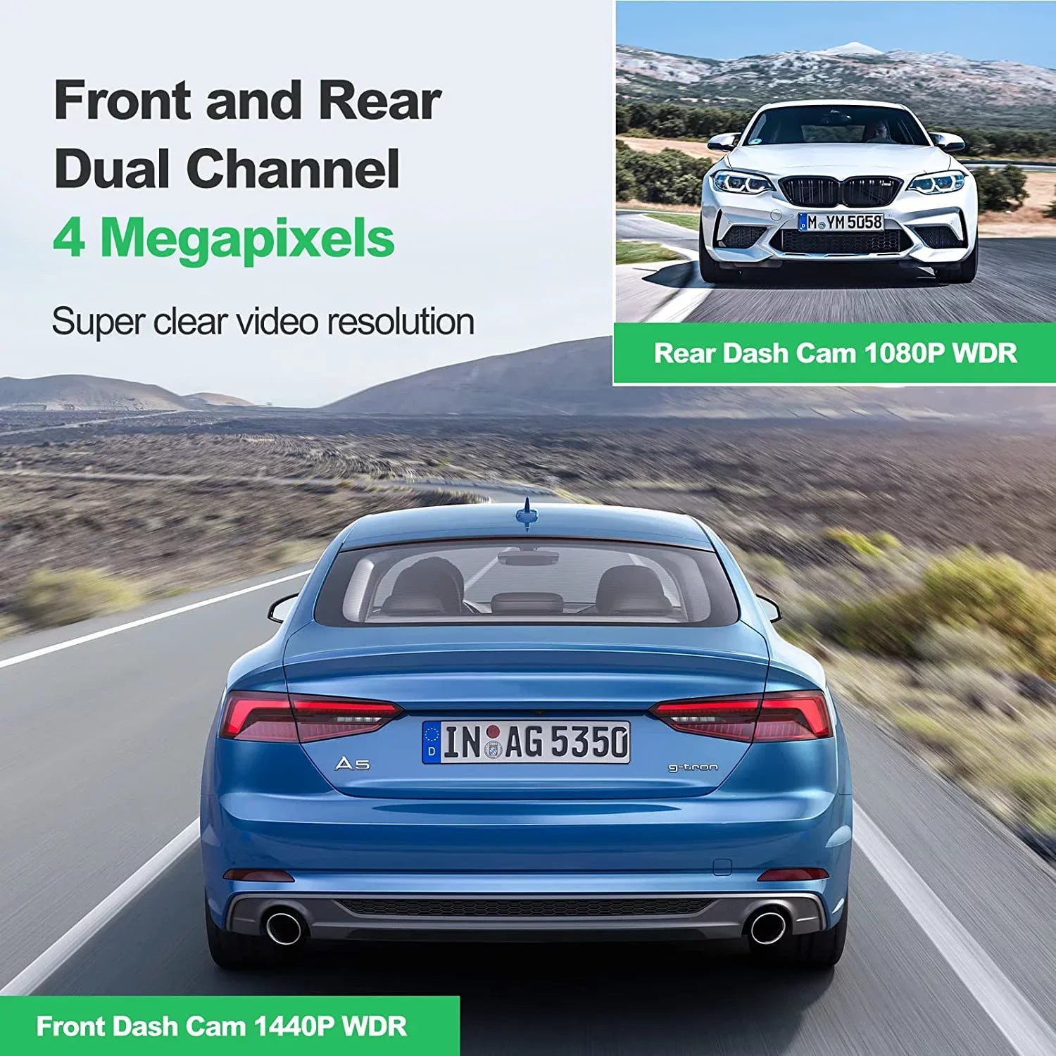 Built-in Record Dash Dash Vision, Dual Dash 2.5K+1080P Super Yeecore G-Sensor, and Portable Dam, Rear, App Magnetic Mount, WiFi Camera GPS, for D32 Mode, Night Front Cam Control, Parking Cars Accident