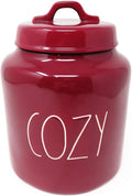 LL Ceramic Canister COZY Large Inch dimension Burgundy Rae By Dunn 8 Magenta