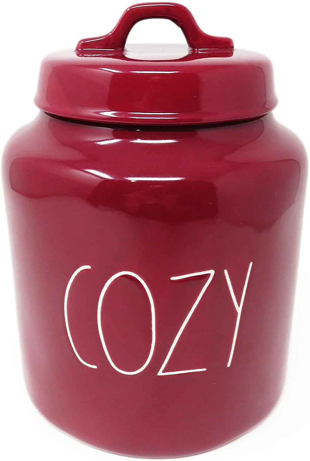 LL Ceramic Canister COZY Large Inch dimension Burgundy Rae By Dunn 8 Magenta