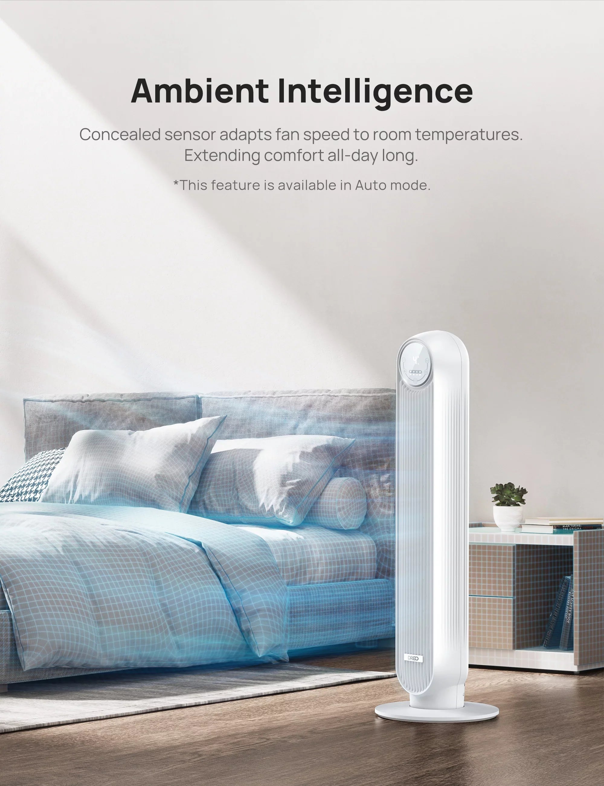 Tower Voice Fan, Dreo Smart Remote, 4 with Oscillating, 90° WiFi Speeds, Fan Modes, Timer，white Quiet 4 Control, 8H