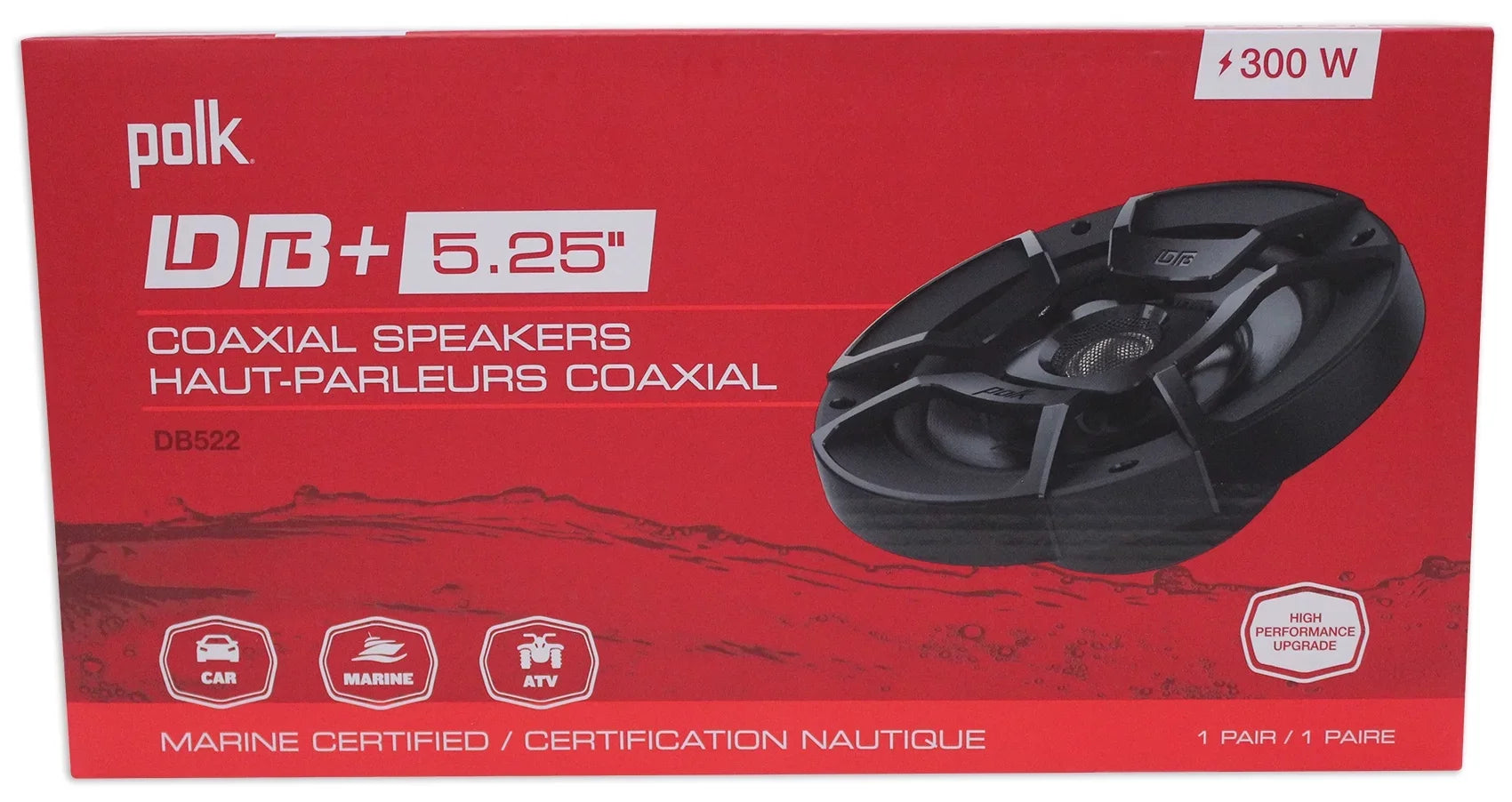 Rockville (2) Marine/ATV/Motorcycle/Boat Watt with Bundle (2) Speakers Audio RPB1 10 Polk Audio 5.25" DB522 600w Car