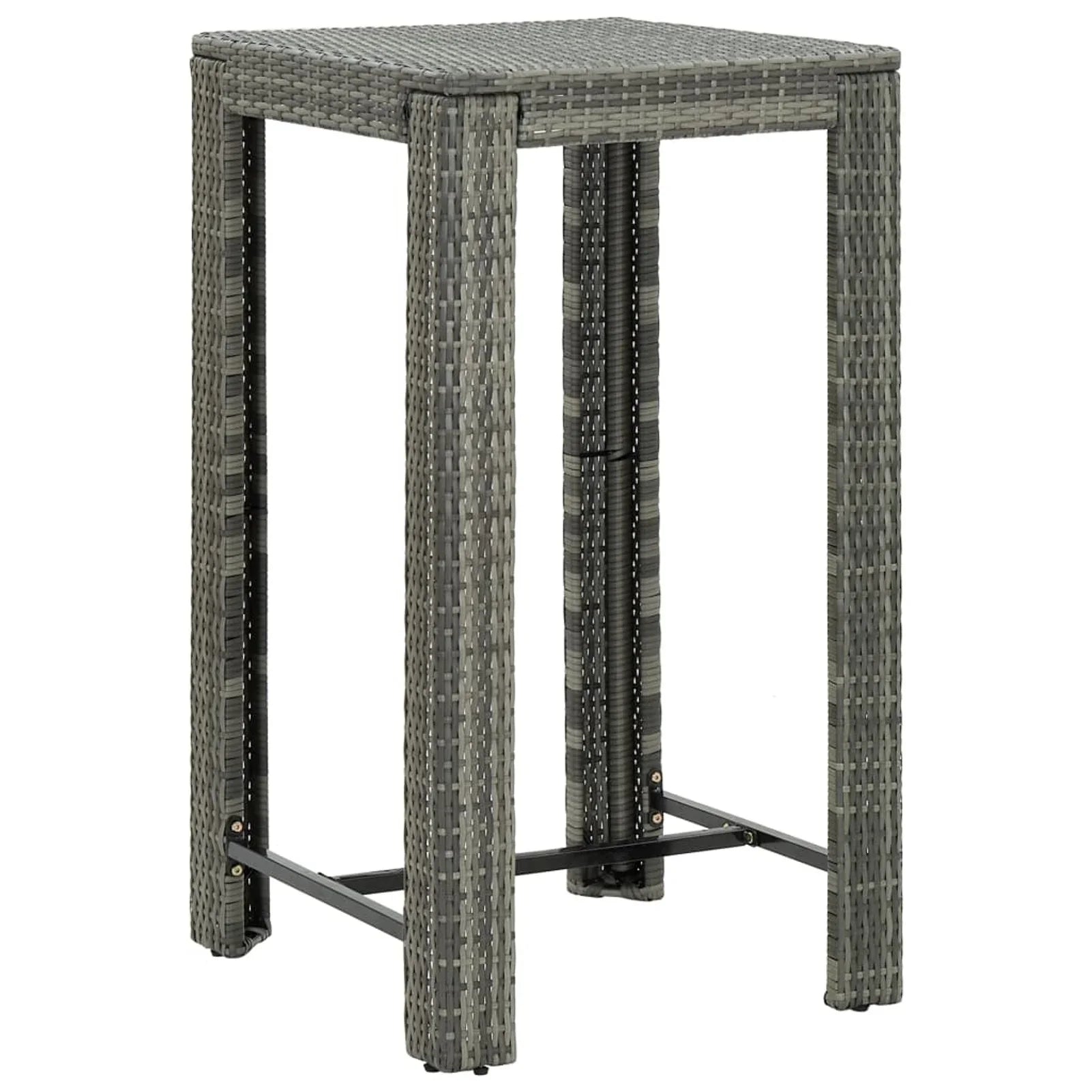 Table Gray Poly Andoer 23.8"x23.8"x43.5" Rattan Bar Garden