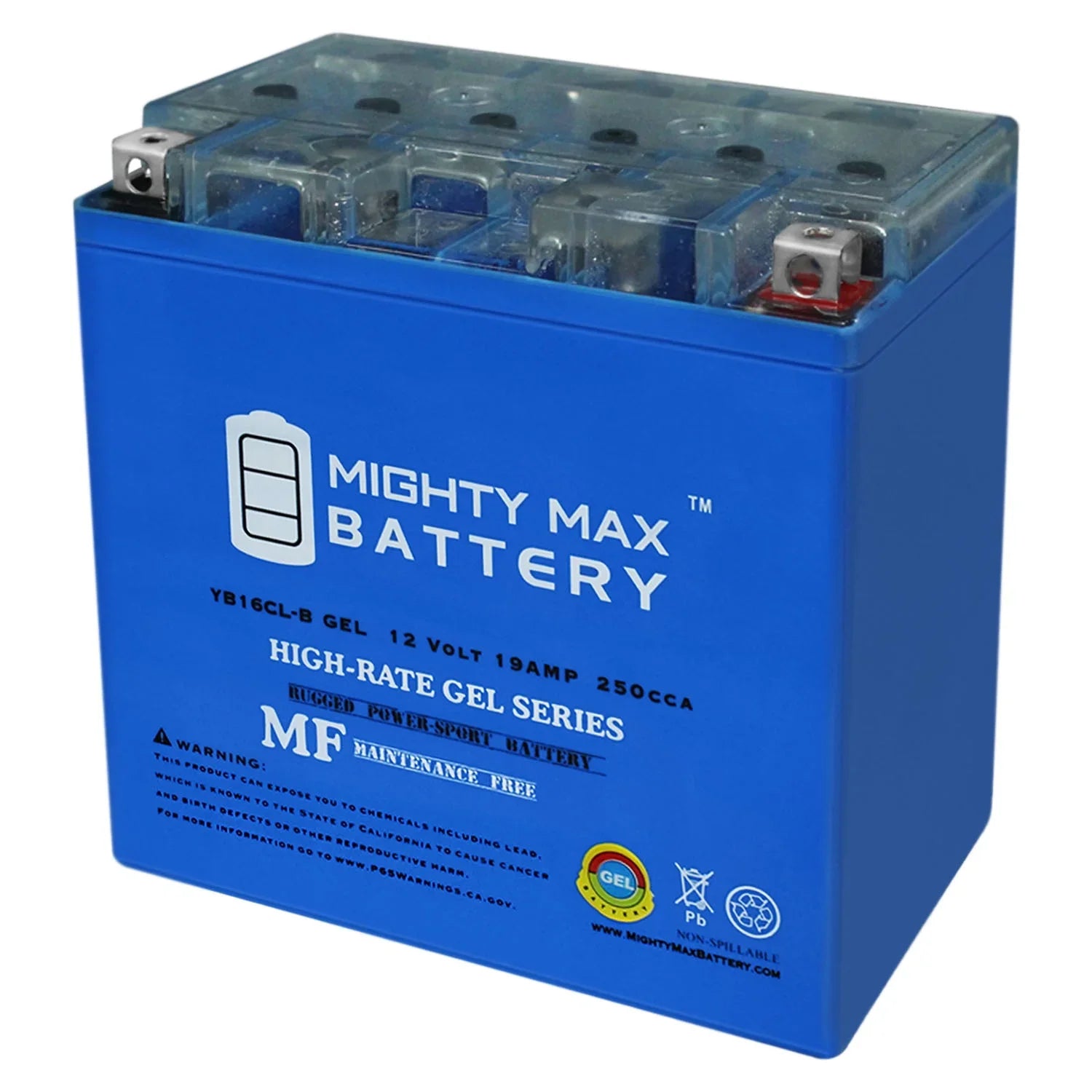 VXR 12V Battery 09-12 GEL Yamaha YB16CL-B for FZS, 1800cc 19AH VXS,