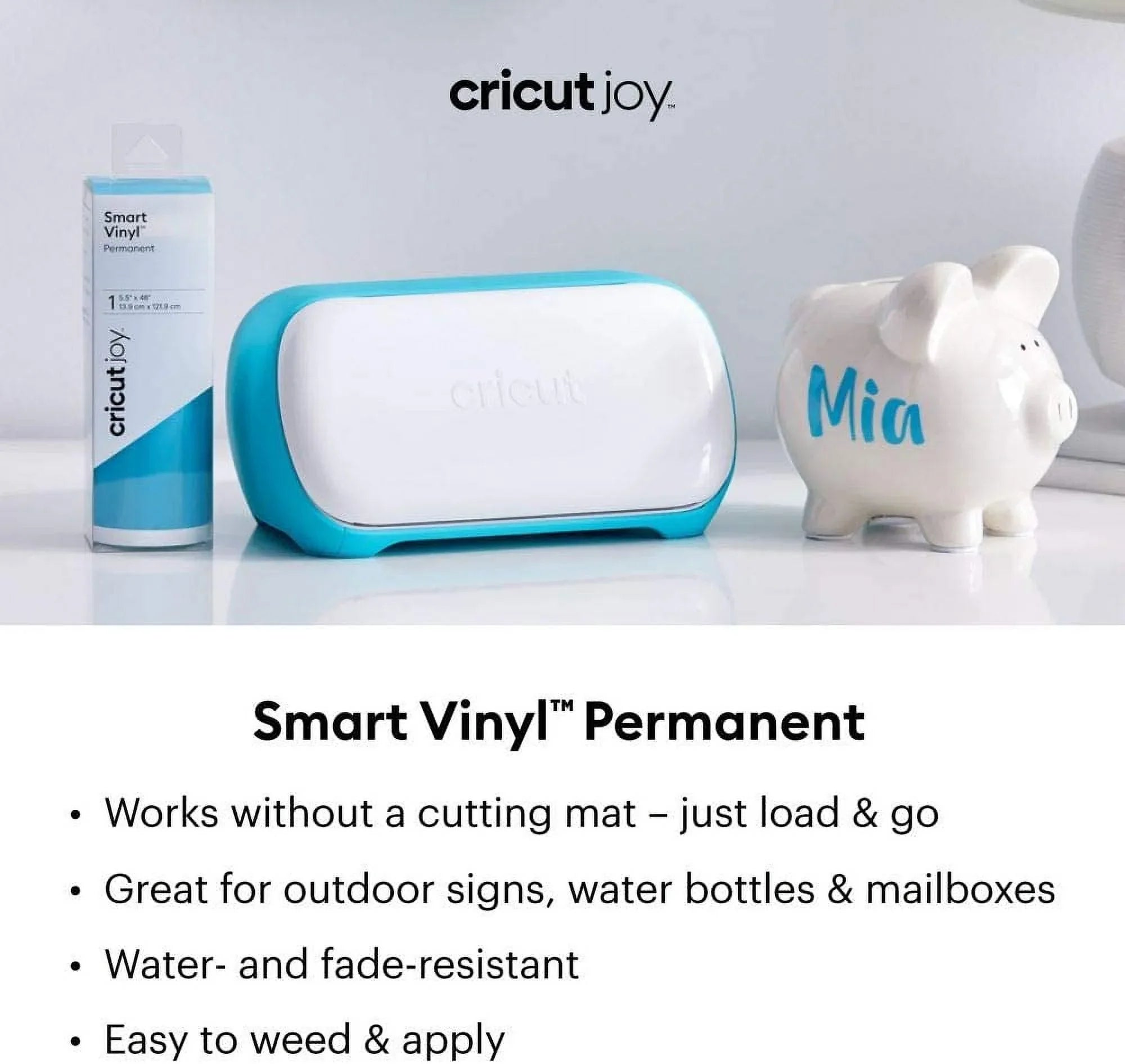 Joy Light Shimmer 4ft, up Cricut cuts for (5.5in Smart 48in, for - machine up shapes Blue) to & Permanent cutting repeated matless Vinyl x to 20ft