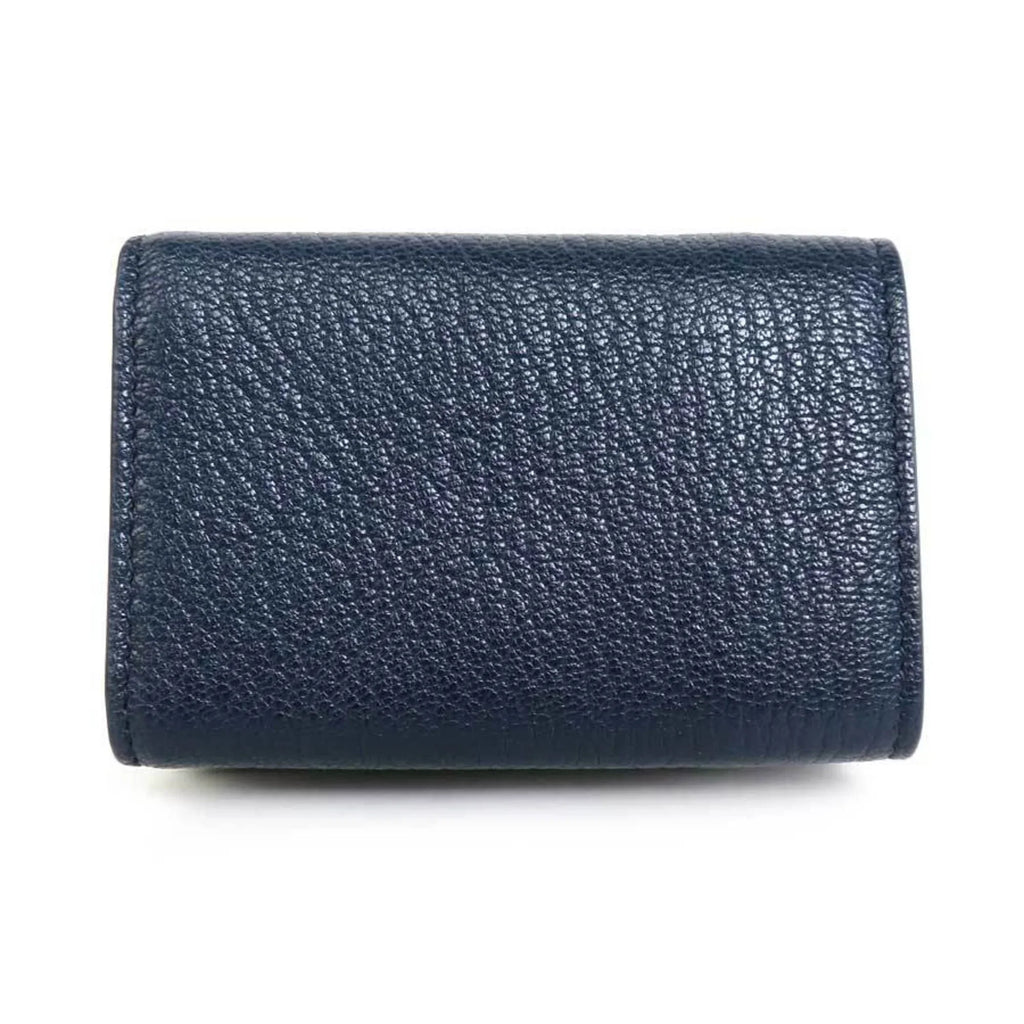 (Good) Pre-Owned navy mini Balenciaga BALENCIAGA leather trifold wallet gold