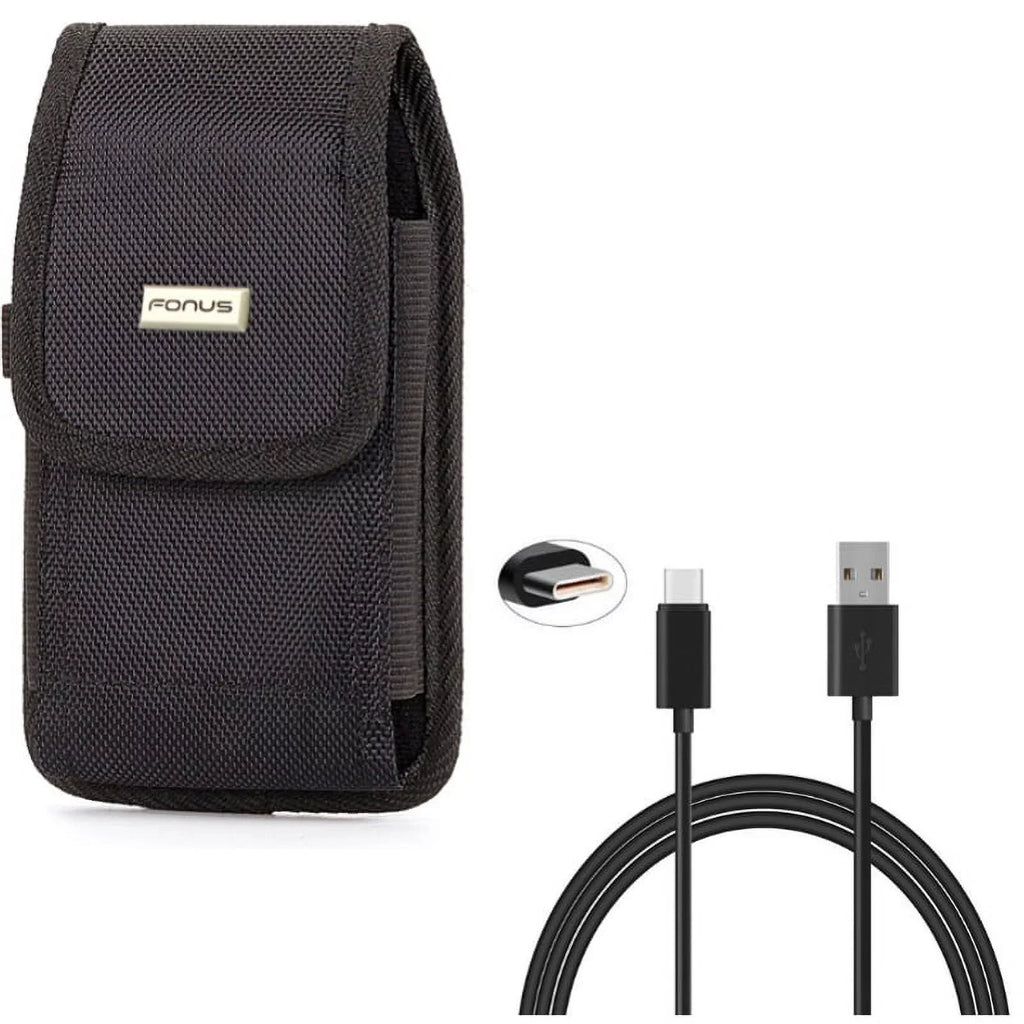 '- Long Wire w Charger Jade Phone USB 4S - Turbo Canvas Holster Fast Liquid Acer Case Sync Belt Cable Alcatel ROG 7, Idol Y1Y w for Black Vertical 6ft Charging Type-C ASUS Primo Rugged